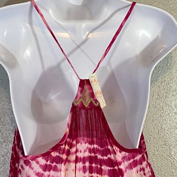 🆕 Free People Pink Lightweight Gauze Tie-Dye High/Low Dress - Picture 5 of 10